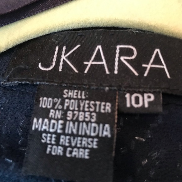 Long navy evening gown with sheer beaded overlay and sheer short jacket - Picture 5 of 8